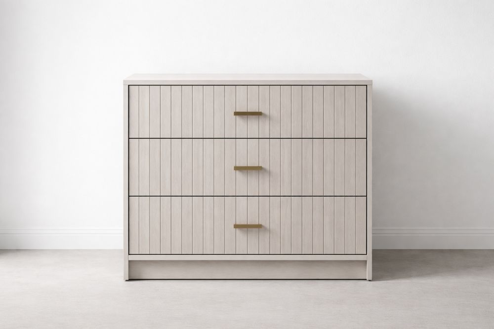 Commode en Bois avec 3 Tiroirs et Poignées Métalliques JZ2412910