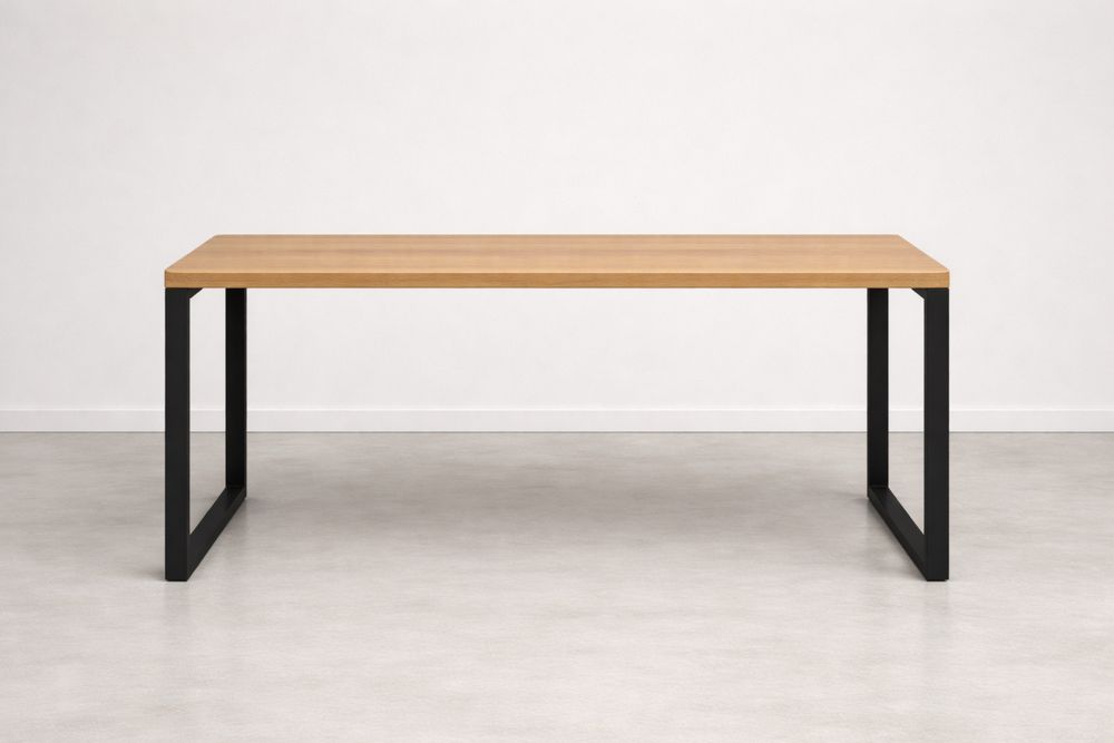 Table rectangulaire en bois et métal noir 150x80x75 cm MV7969054