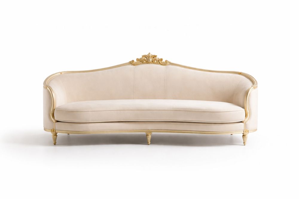 Canapé en bois sculpté et tissu beige GG2272379