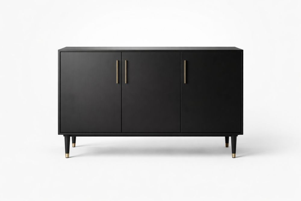 Buffet rectangulaire en bois avec poignées en métal Noir VF9234447