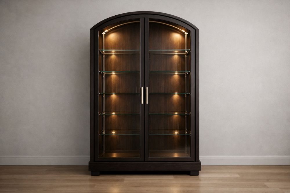 Vitrine en Bois et Verre Trempé Marron avec Étagères ND2921089