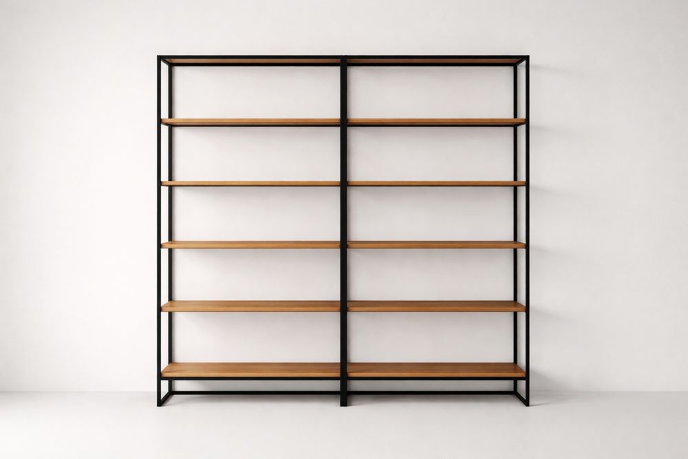 Étagère bibliothèque en bois et métal noir 200x30x220cm NC0756071