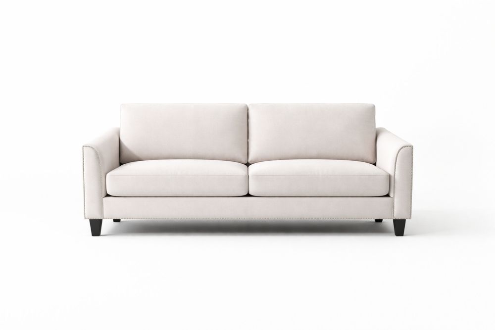 Canapé 2 Places Tissu Beige Pieds en Bois ST5080557