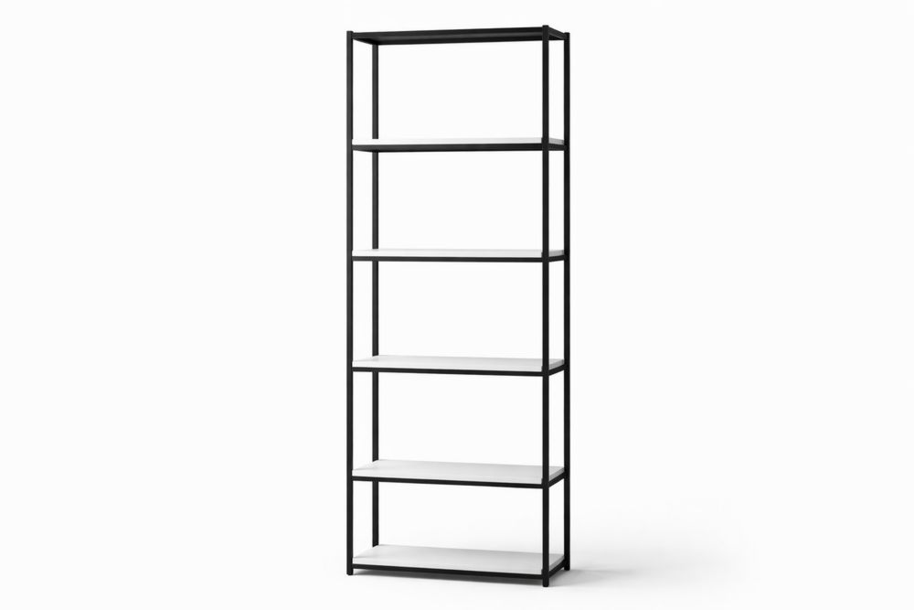 Étagère 5 niveaux en métal noir et étagères blanches XR4635112