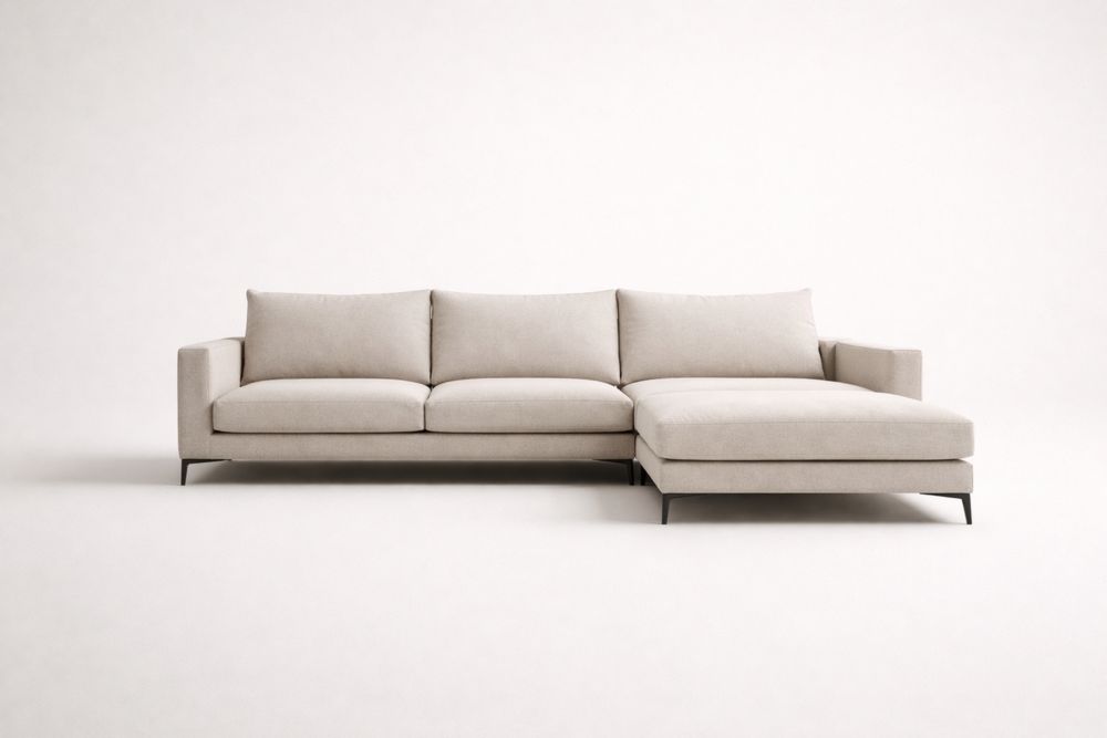 Canapé d'angle tissu polyester beige 3 places QH2718100