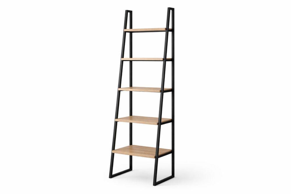 Étagère échelle bois métal noir 5 niveaux 180cm ZN3901981