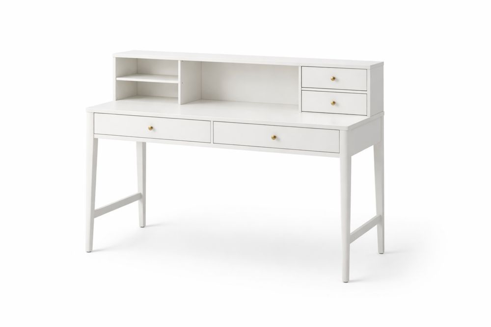 Bureau en bois blanc avec tiroirs et étagères UK3693105