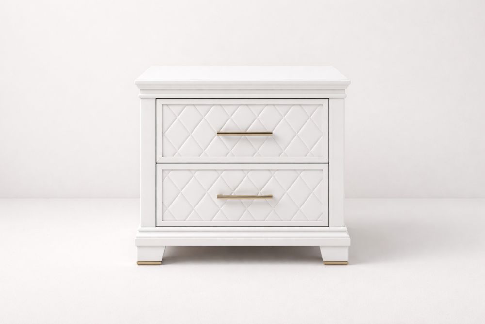 Table de Chevet Rectangulaire en Bois avec 2 Tiroirs JG5951790