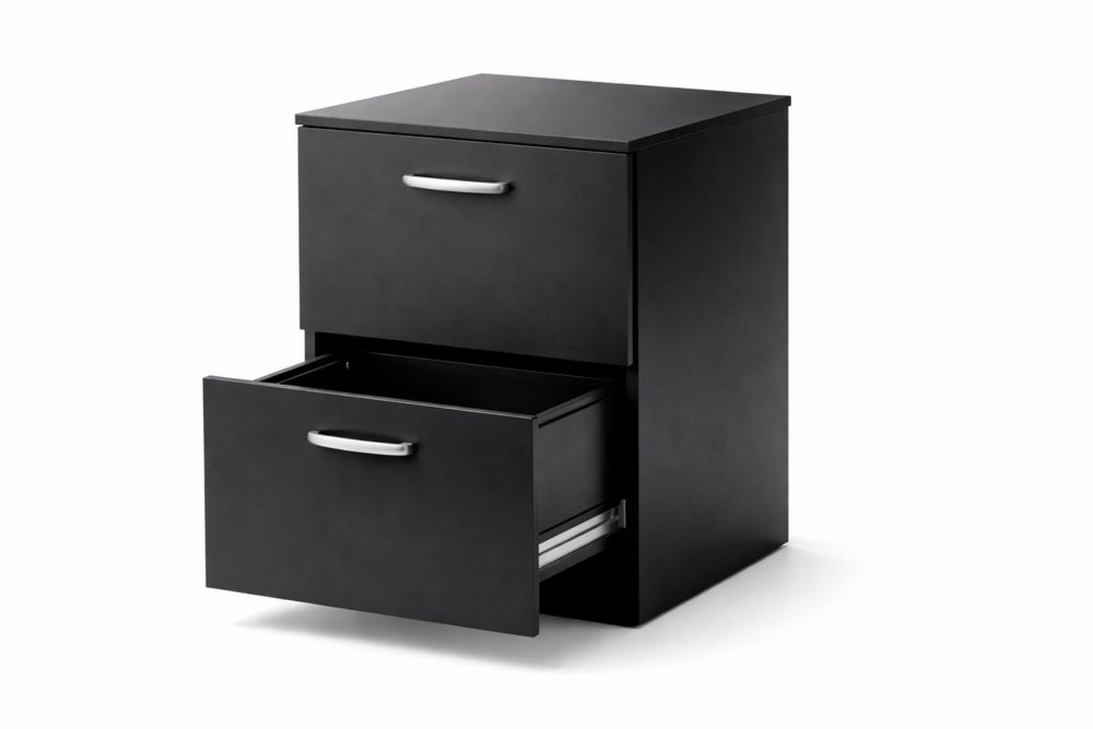 Commode en bois noir 2 tiroirs 60x40x55 cm IM6237983