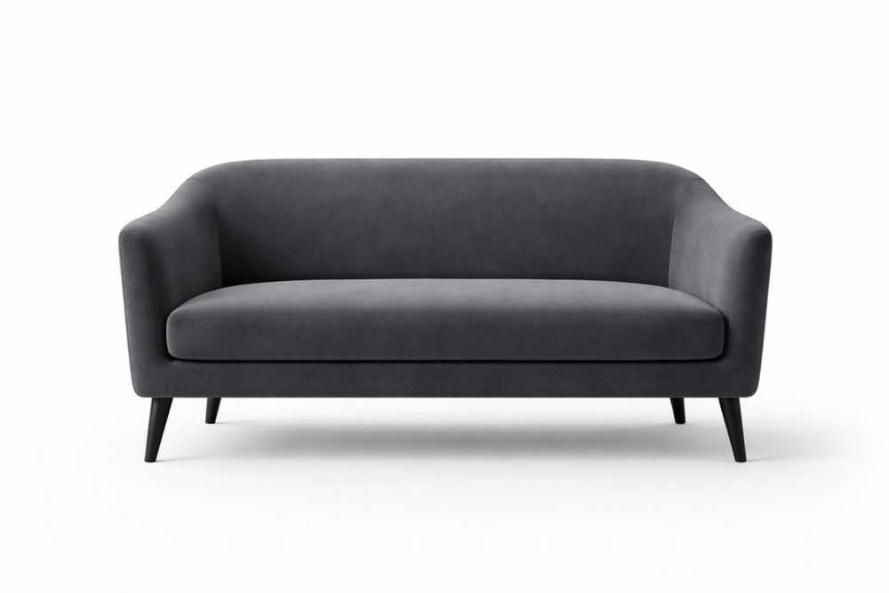 Canapé 2 Places Tissu Polyester Gris Pieds en Bois GN2723062