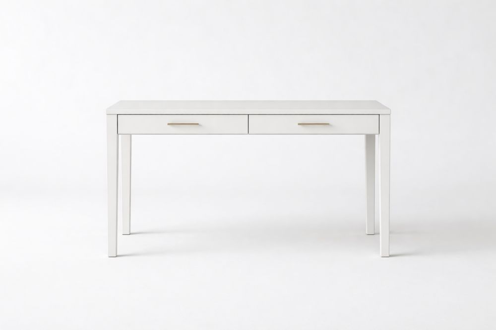 Bureau Rectangulaire en Bois Blanc avec 2 Tiroirs 120cm x 60cm x 75cm RD3801444