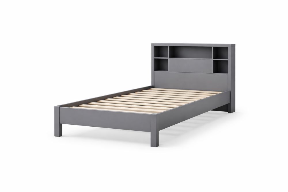 Lit Simple en Bois MDF avec Rangement Gris 200x100 cm JP4800814