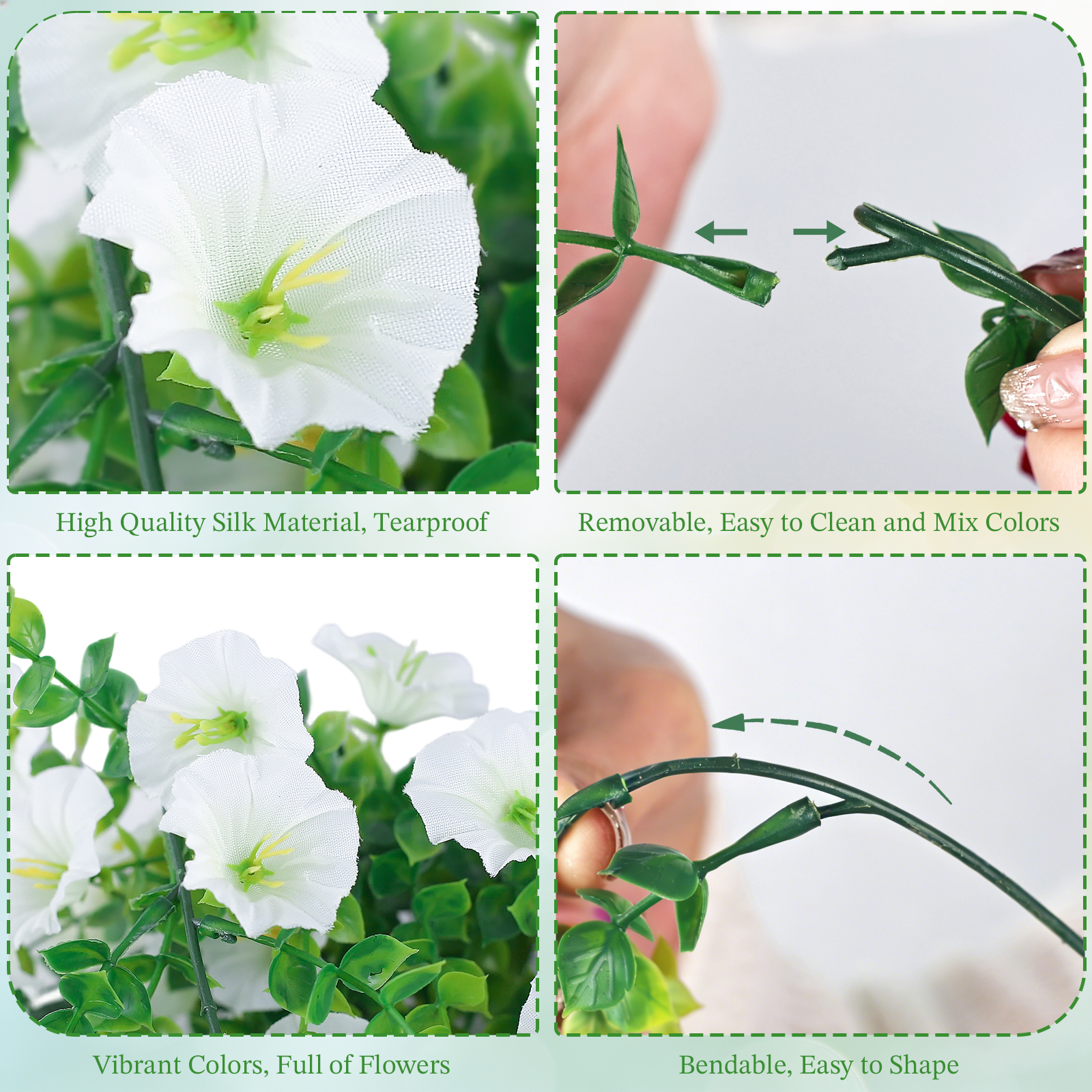  PCS Silk Morning Glory Artificial Flowers-White