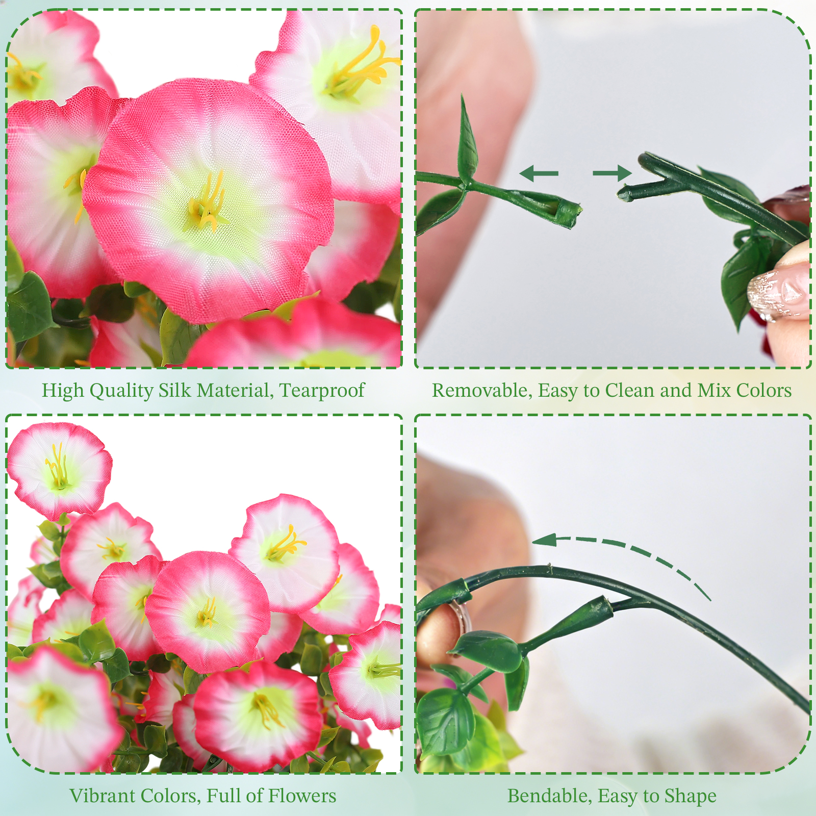 Artificial Hanging Flowers for Outdoors white+Pink