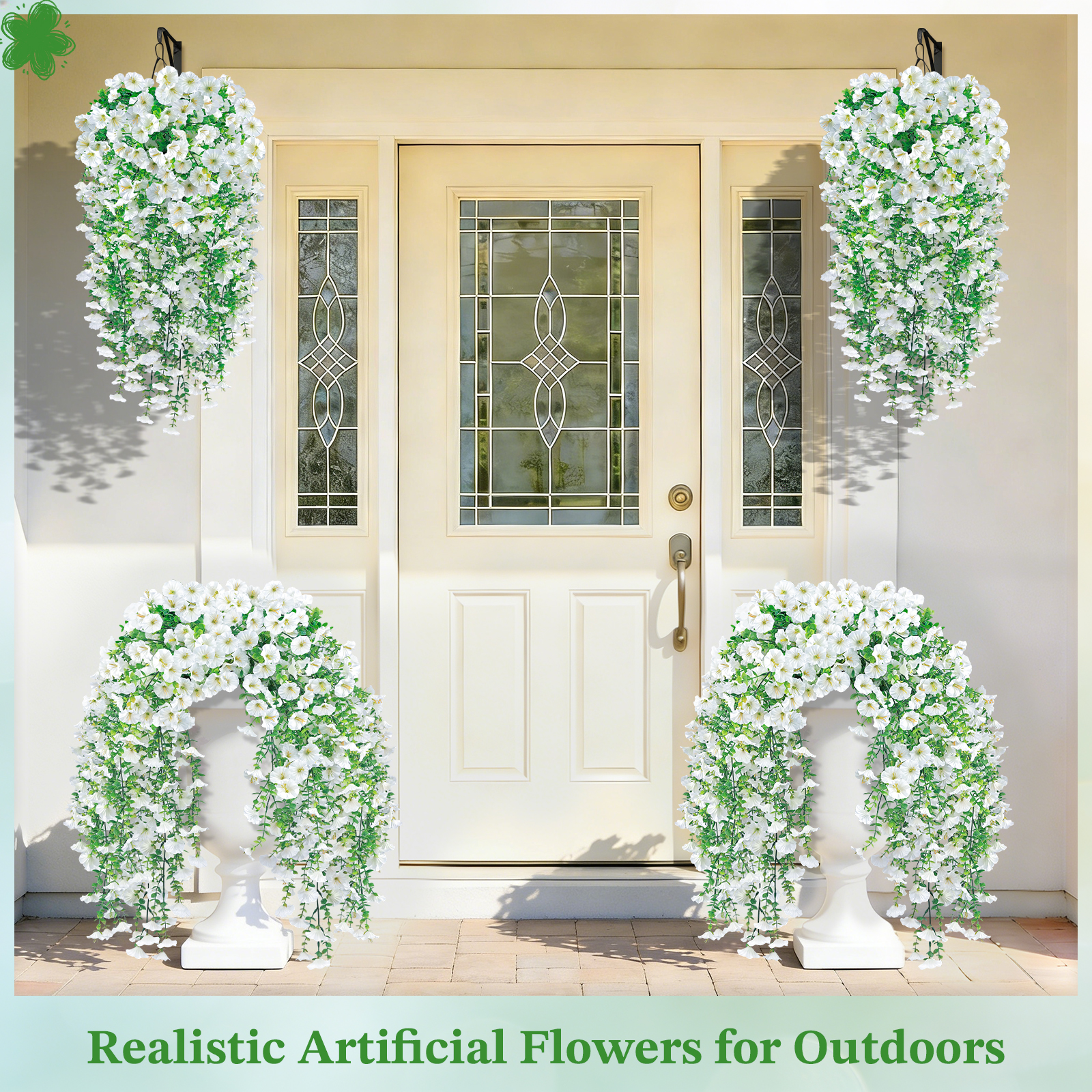  PCS Silk Morning Glory Artificial Flowers-White