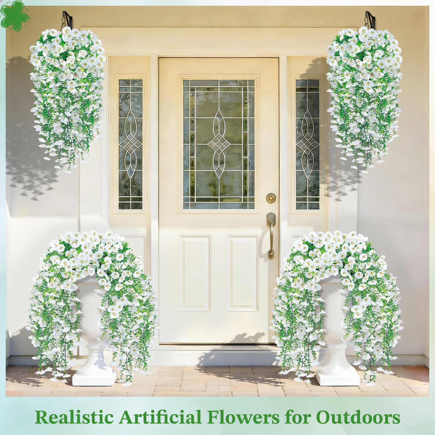  PCS Silk Morning Glory Artificial Flowers-White