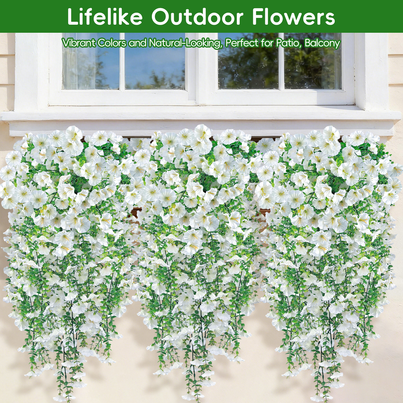  PCS Silk Morning Glory Artificial Flowers-White