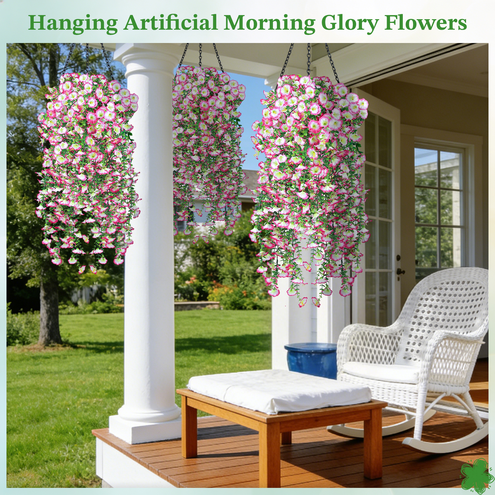 Artificial Hanging Flowers for Outdoors white+Pink