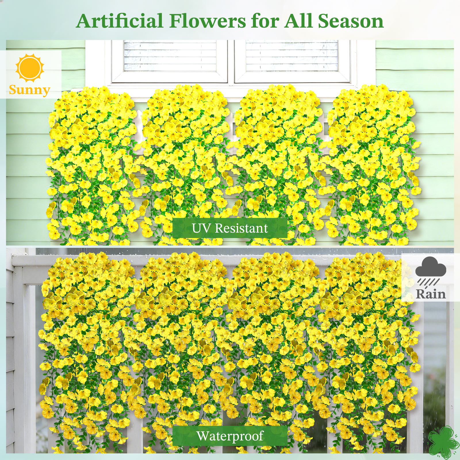  Yellow Artificial Hanging Flowers for Outdoors