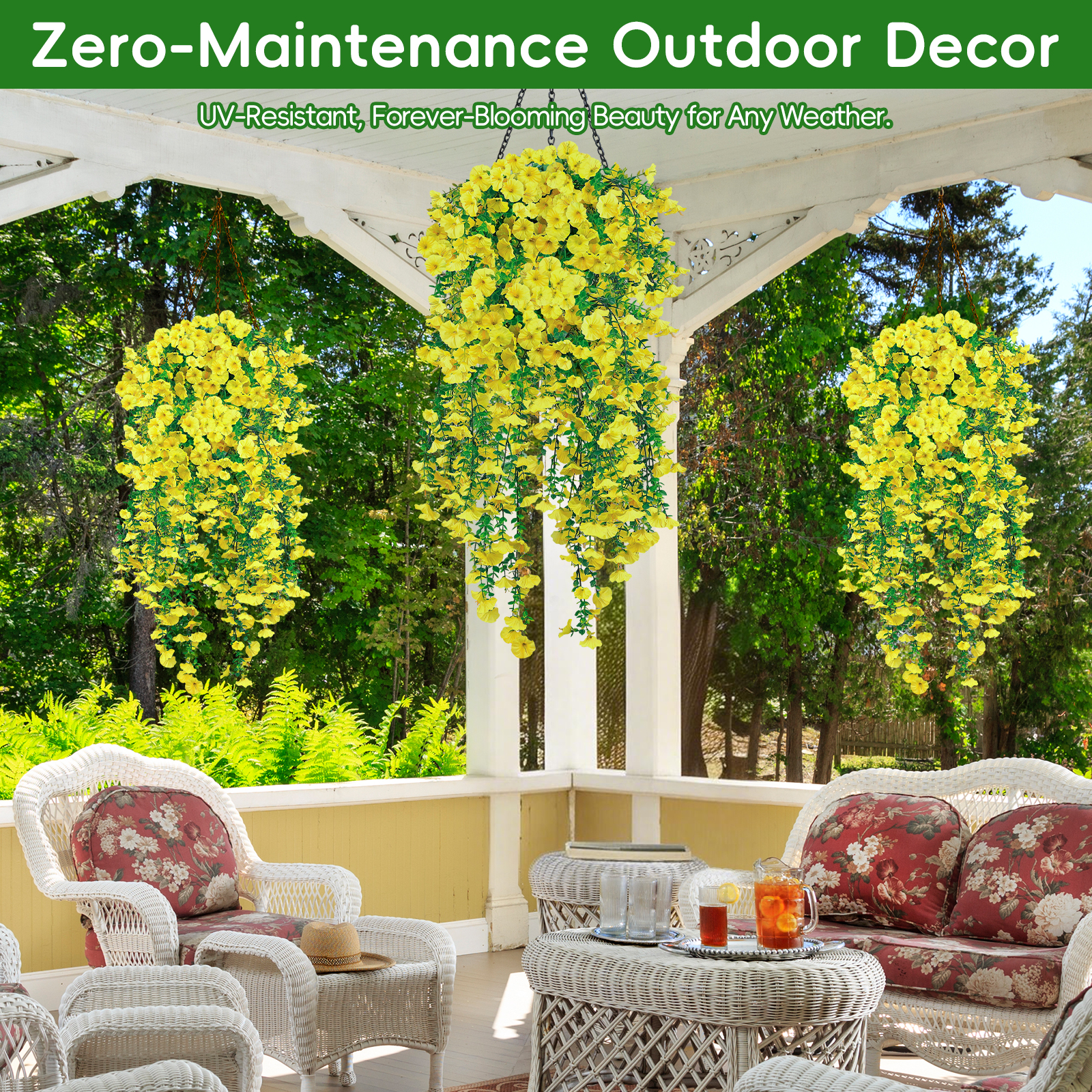  Yellow Artificial Hanging Flowers for Outdoors