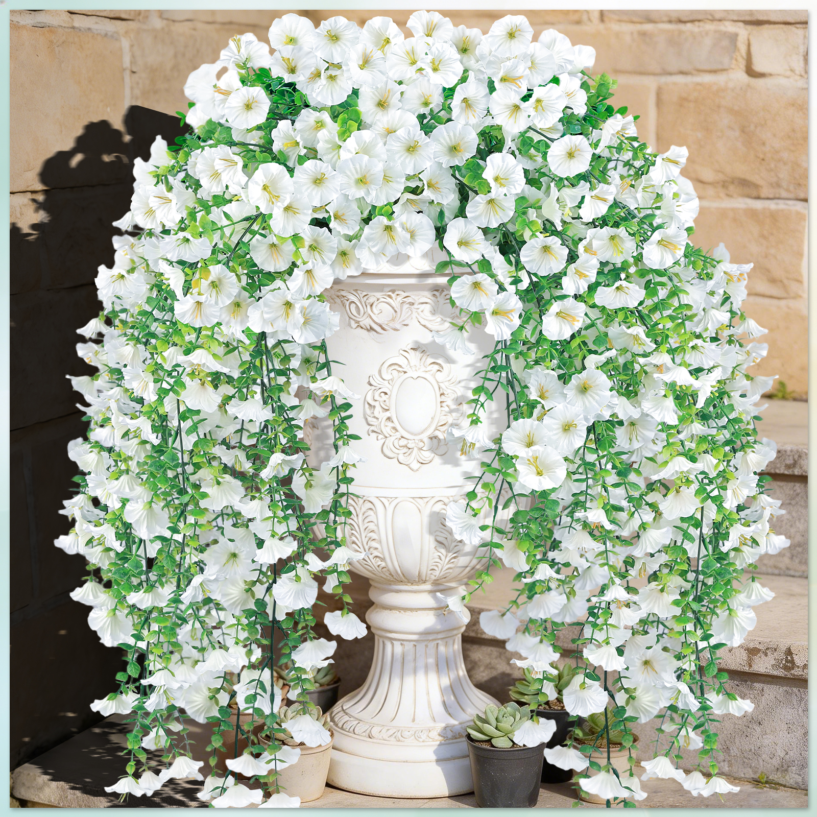  PCS Silk Morning Glory Artificial Flowers-White