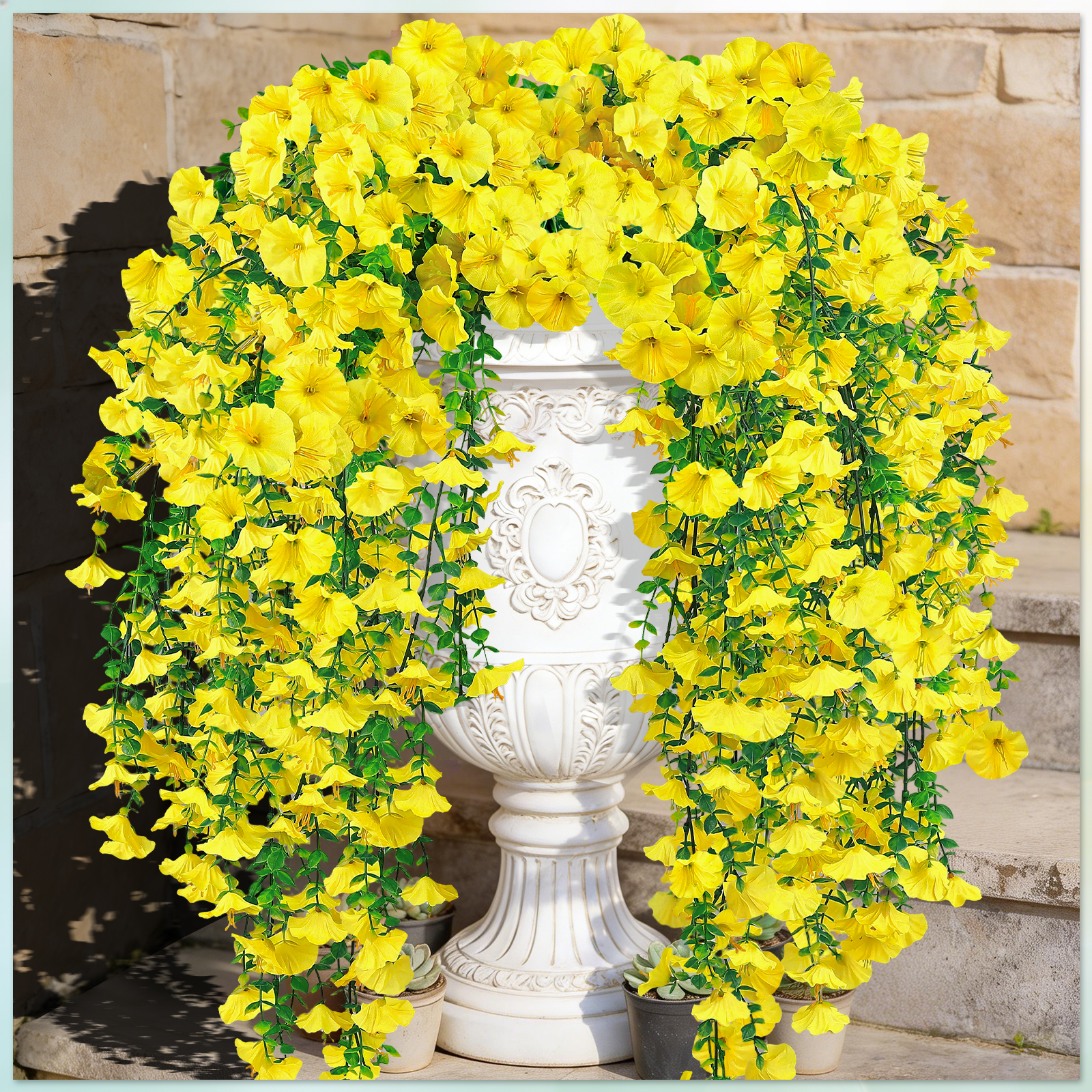  Yellow Artificial Hanging Flowers for Outdoors