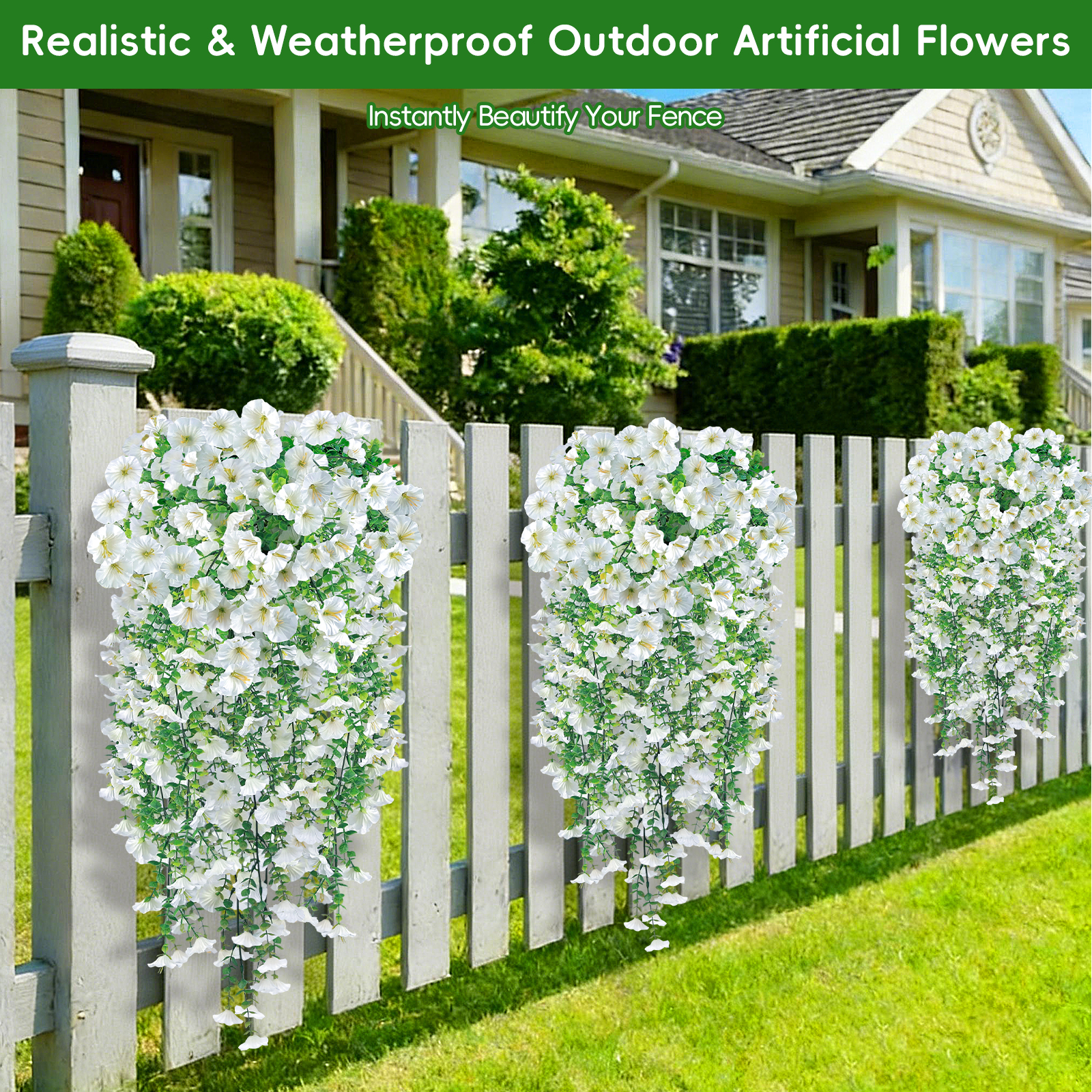  PCS Silk Morning Glory Artificial Flowers-White