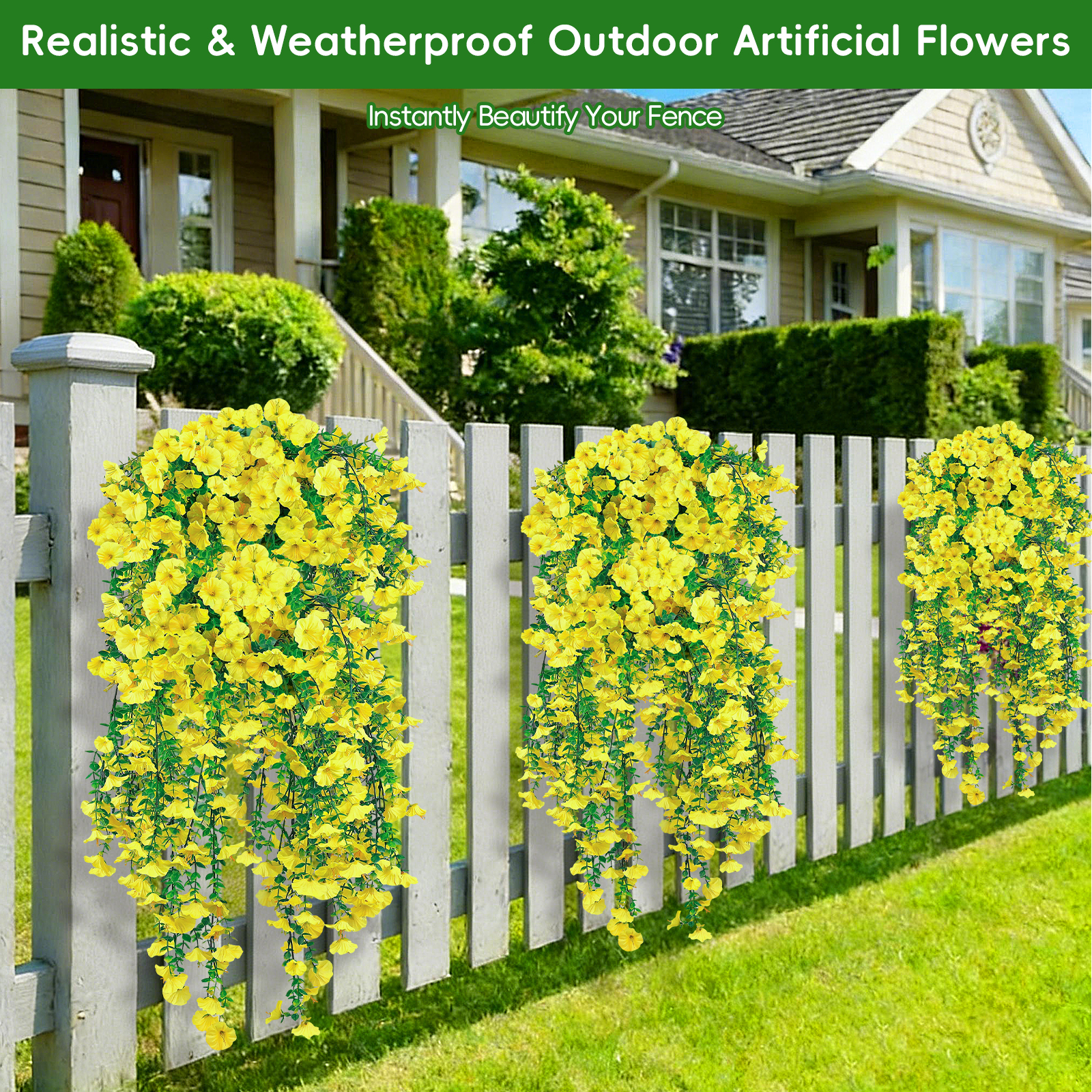  Yellow Artificial Hanging Flowers for Outdoors