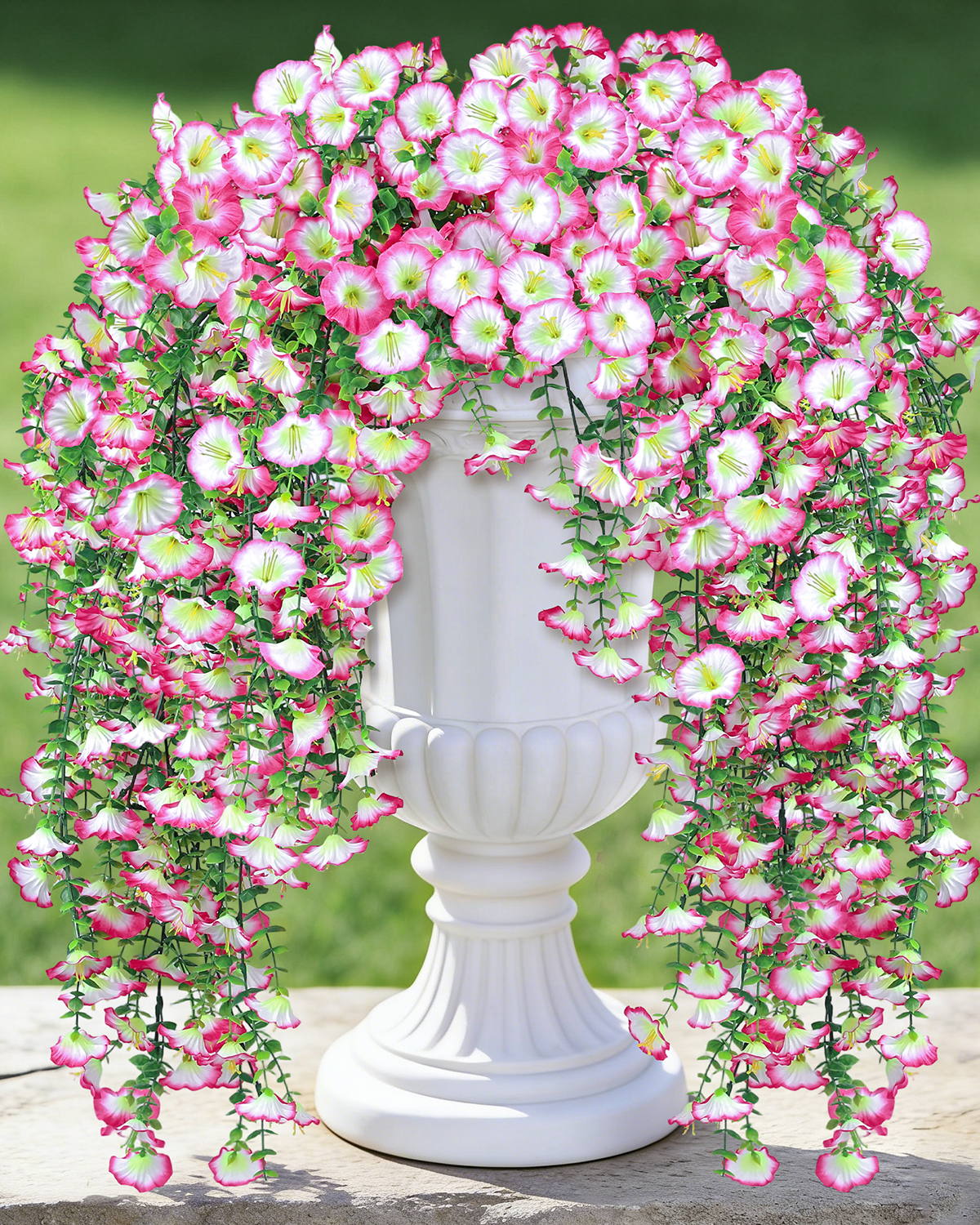 Artificial Hanging Flowers for Outdoors white+Pink