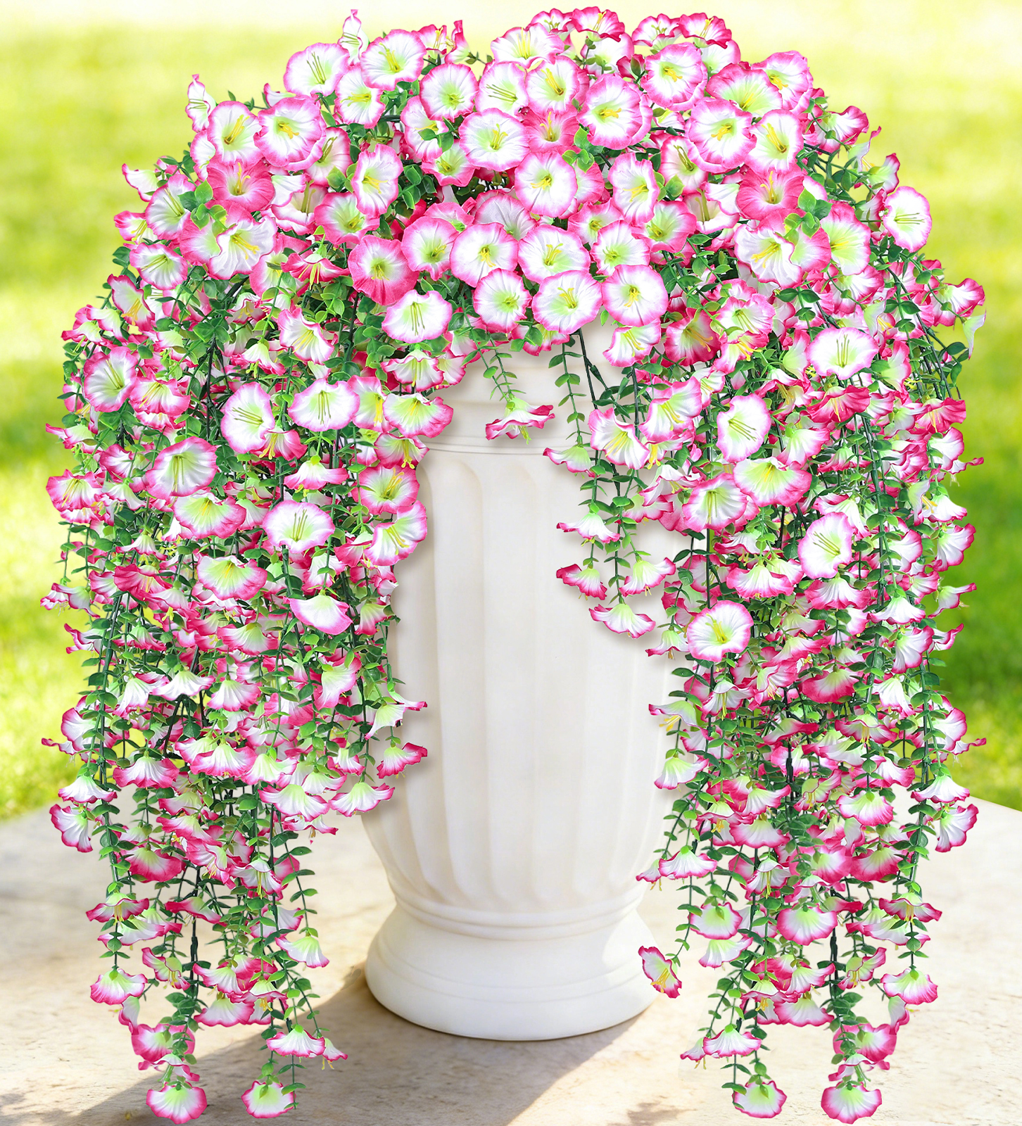 Artificial Hanging Flowers for Outdoors white+Pink
