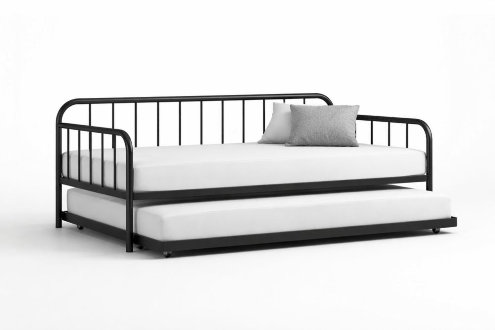 Letto multifunzionale in Alluminio nero con letto estraibile