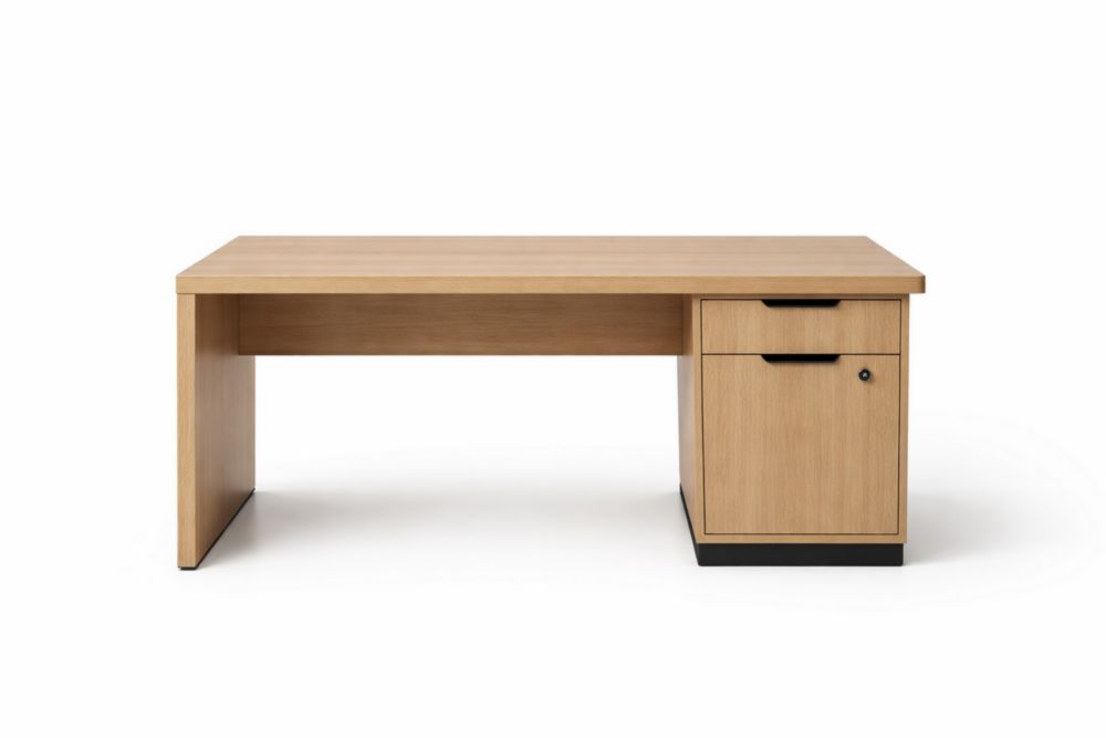 Scrivania Ufficio in MDF con Cassettiera Laterale Rovere Chiaro