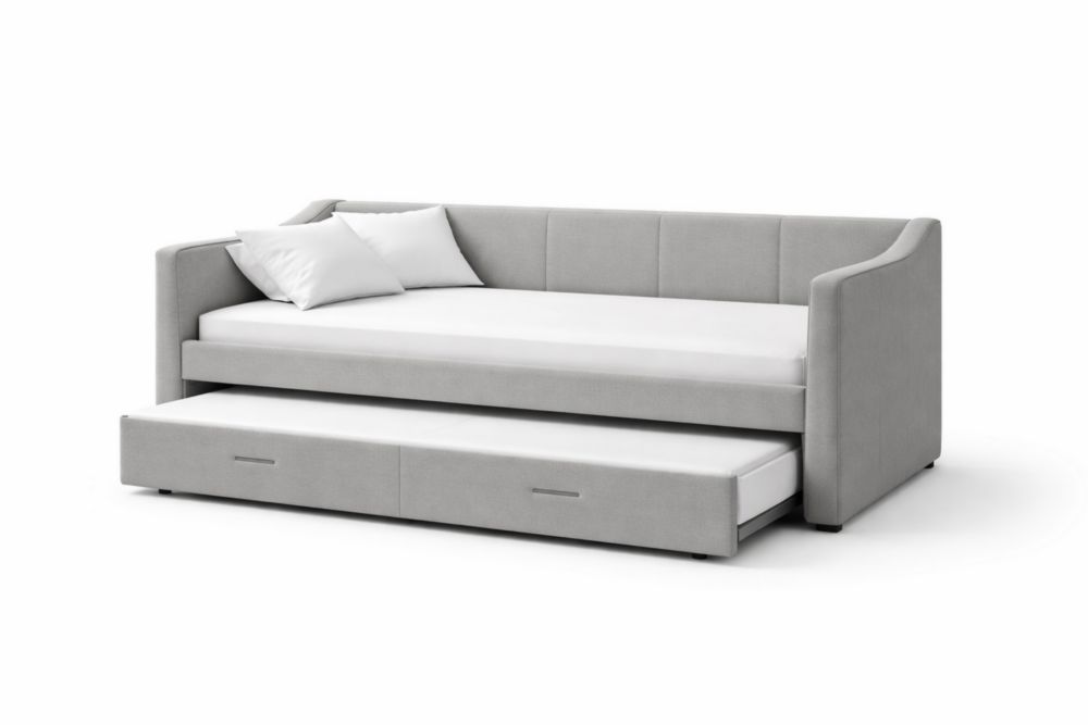 Divano Letto Modulare in Tessuto Grigio