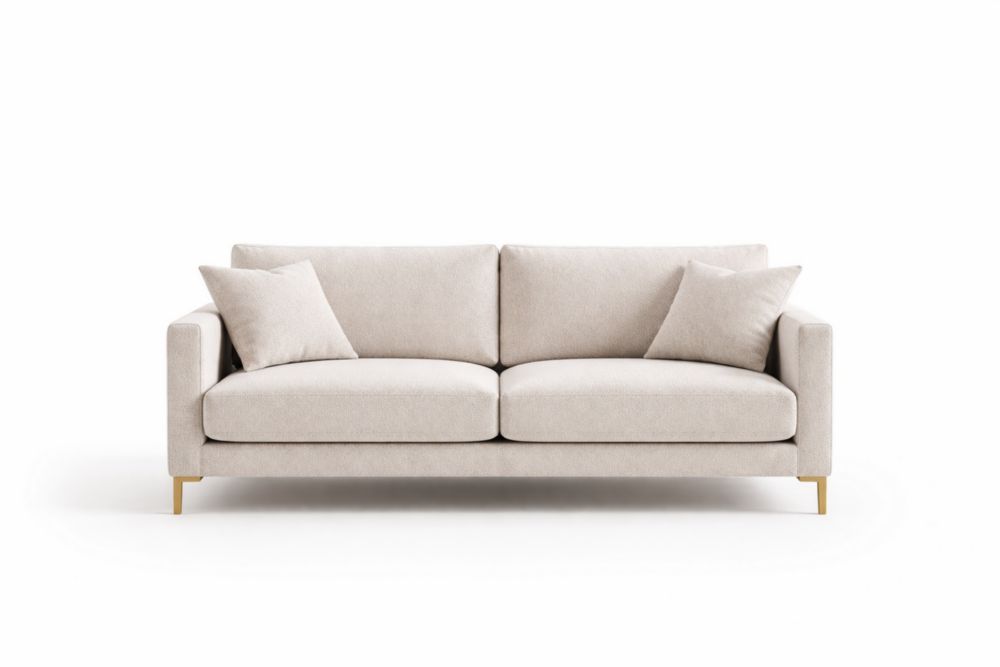 Divano in Tessuto Poliestere Beige 2 Posti Gambe Alluminio