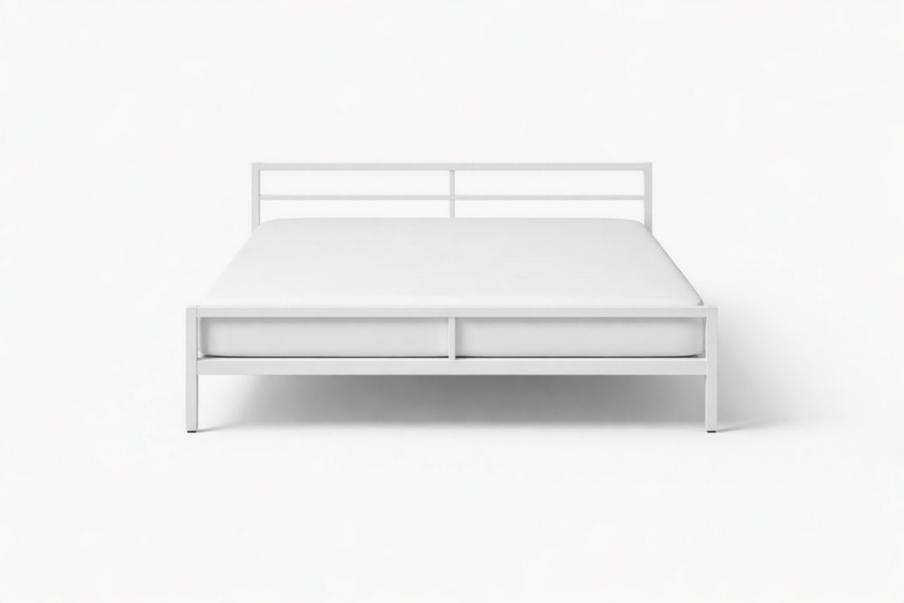 Letto matrimoniale in acciaio bianco 200x160x35 cm