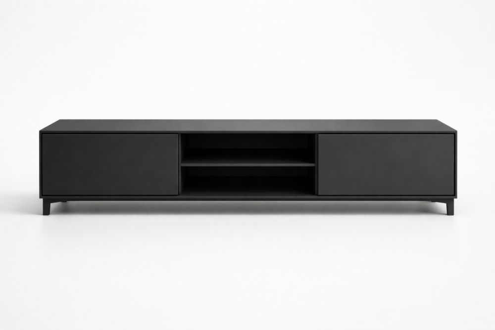 Mobile TV in MDF Nero con Ante e Ripiani