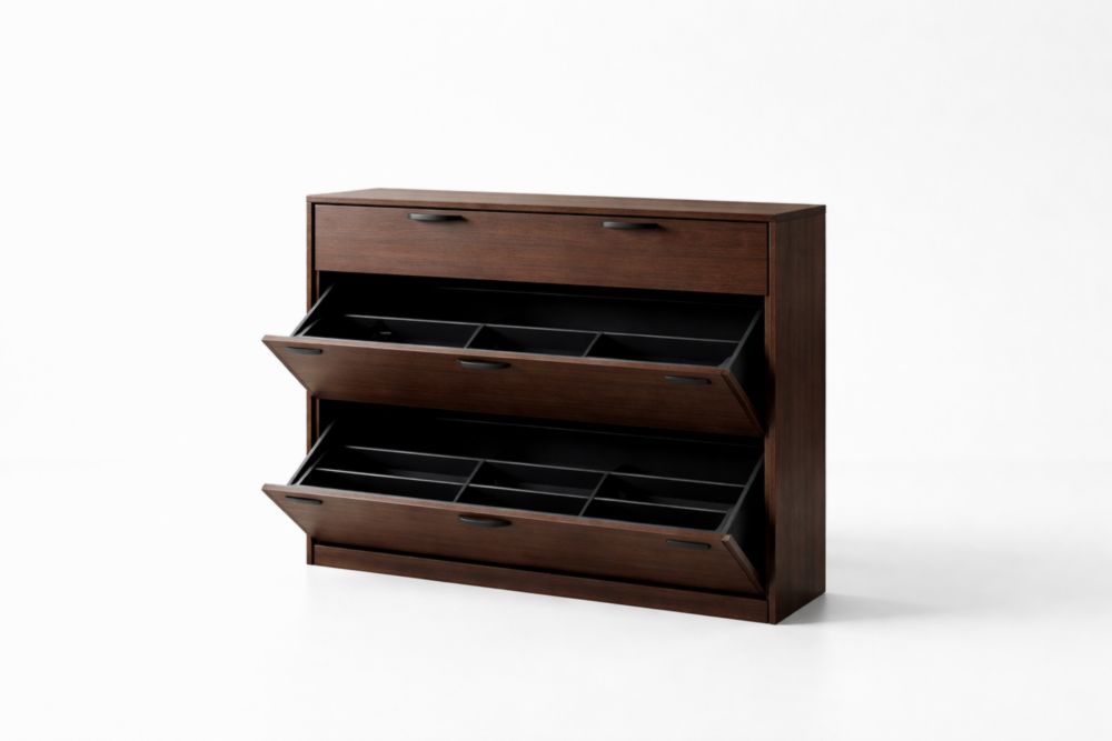 Scarpiera in legno ingegnerizzato con ante ribaltabili marrone 80x30x120cm