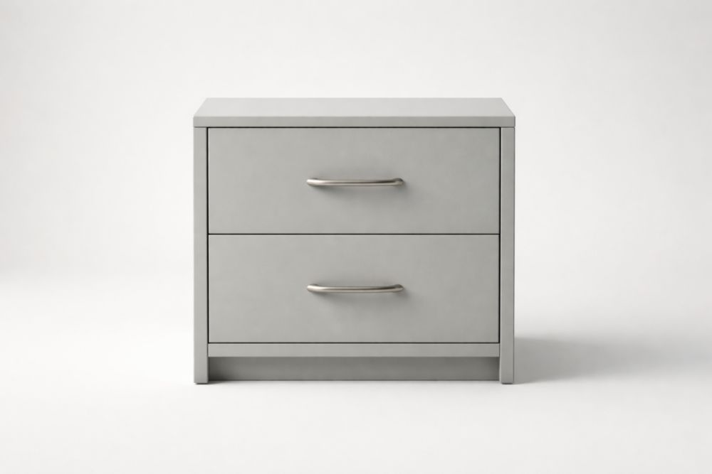 Comodino in MDF con Due Cassetti Grigio 40x40x50cm