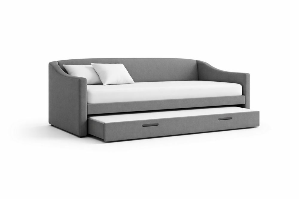 Divano Letto Singolo con Estraibile in Tessuto Poliestere Grigio