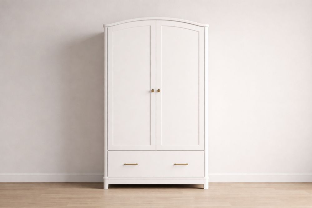 Armadio in MDF Bianco con Due Ante e Cassetto 180x90x50 cm