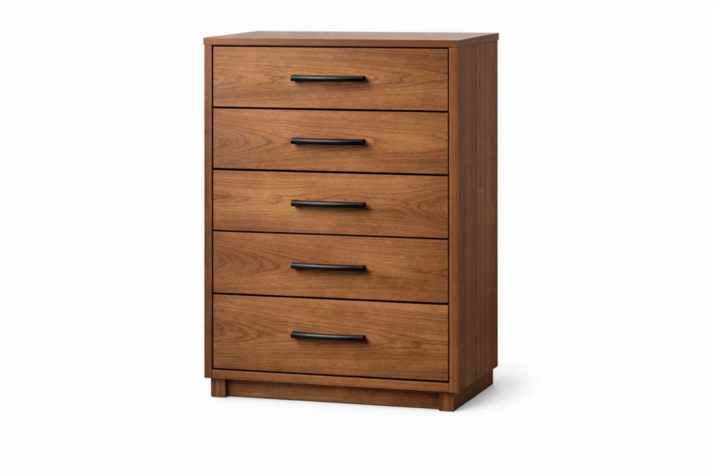 Cassettiera in Legno Noce 5 Cassetti 80x120x40cm