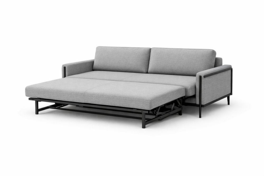 Divano Letto Convertibile Alluminio e Tessuto Grigio 200x150 cm
