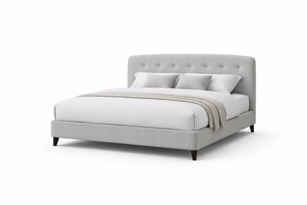 Letto imbottito in tessuto grigio 200x160x100 cm