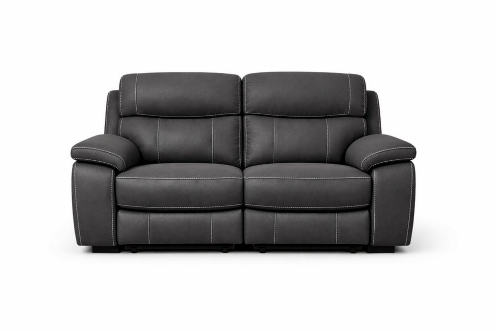 Divano a due posti reclinabile in similpelle grigio scuro