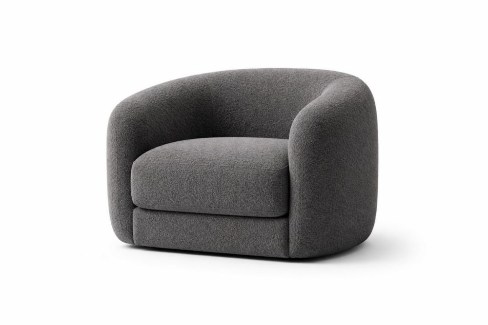 Poltrona in tessuto grigio, larghezza 85 cm