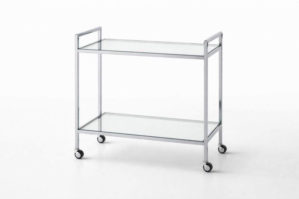 Carrello bar in acciaio inossidabile con ripiani in vetro temperato 80x40x85 cm(L x P x H)