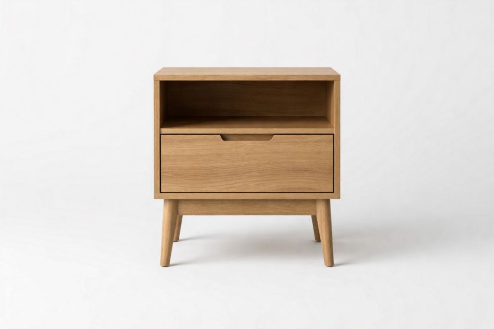 Comodino Legno Rovere con Cassetto e Ripiano