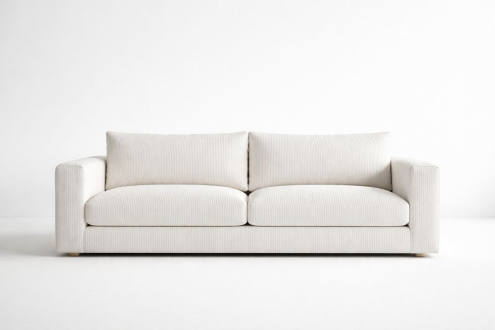 Divano lungo in tessuto crema  220x95x85 cm(Lu x L x H)