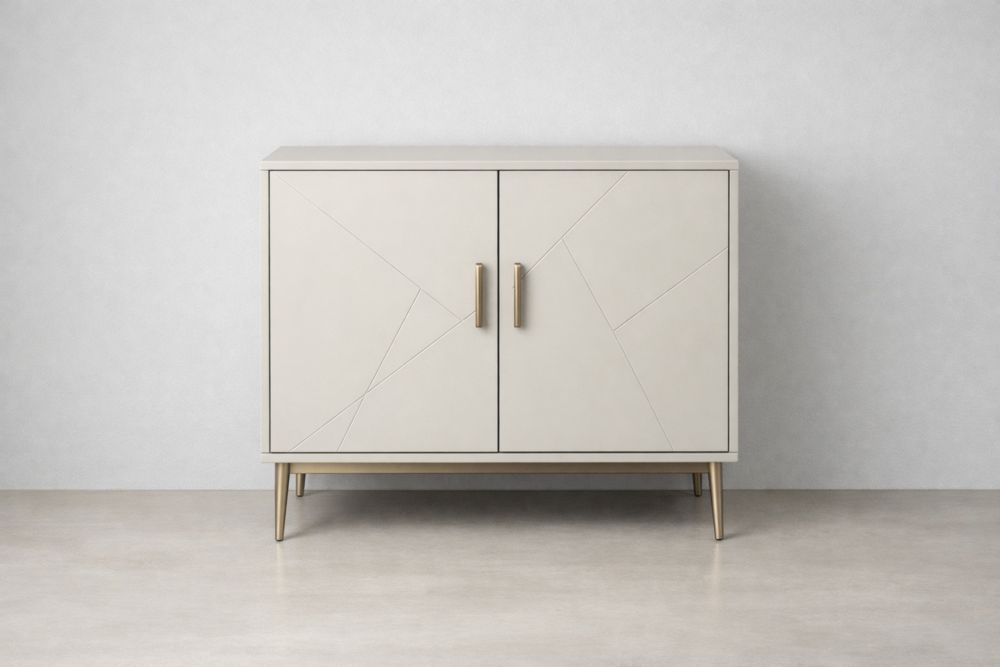 Credenza in legno MDF e metallo beige 80x40x90 cm(Lu x L x H)