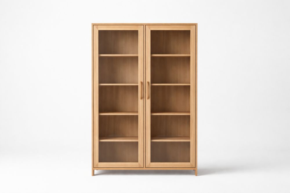 Vetrina in Rovere con Ante in Vetro Temperato